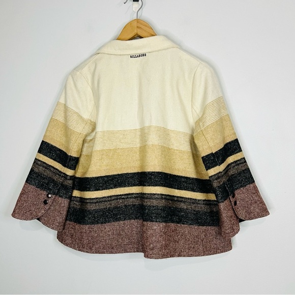 Billabong Striped Shadow Cream Cropped Wool Blend Blazer S - Picture 7 of 7